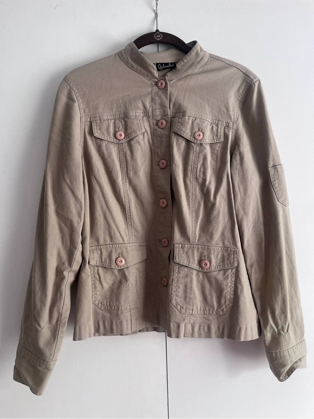 Rafaella Tan Khaki Utility Button Up Sleeve Pocket Jacket